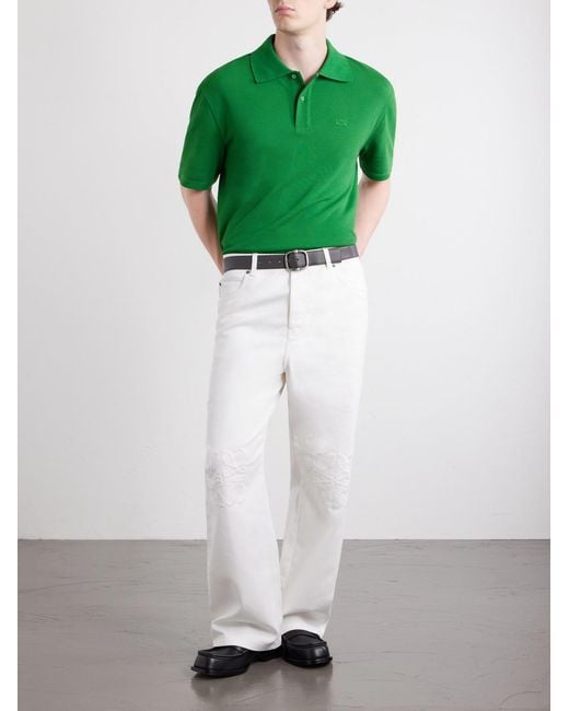 Loewe Green Anagram-Embroidered Cotton-Piqué Polo Shirt for men