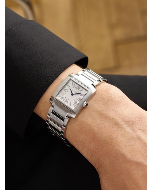 Cartier Black Tank Française Medium Stainless Steel Watch, Ref. Wsta0105 for men