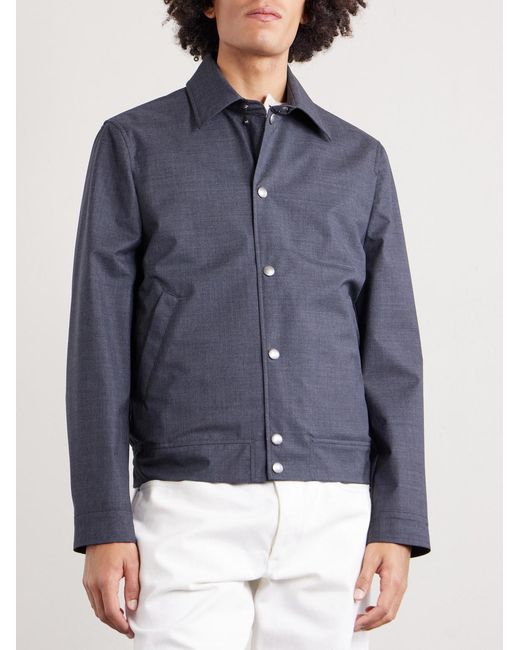 Brunello Cucinelli Blue Virgin Wool Blouson Jacket for men