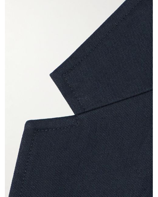 Thom Browne Blue Double-breasted Striped Cotton-twill Blazer for men