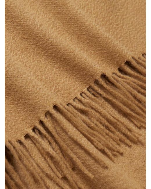 Turnbull & Asser Brown Cashmere Purled Fringe Scarf