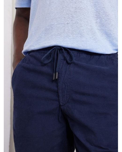 Slowear Blue Straight-Leg Cotton-Corduroy Drawstring Shorts for men