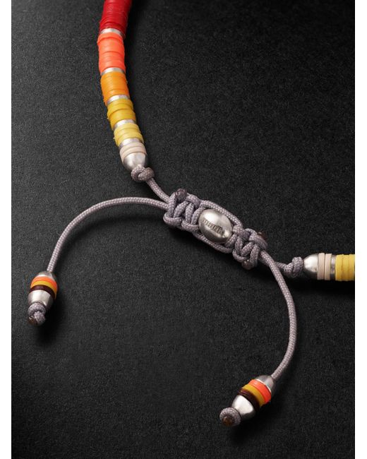 Mini Rizon Sterling And Cord Beaded Bracelet di MAOR in Black da Uomo