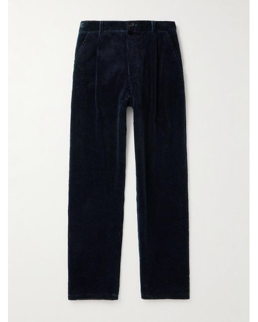 Pantaloni a gamba dritta in velluto a coste di cotone Morton di Oliver Spencer in Blue da Uomo