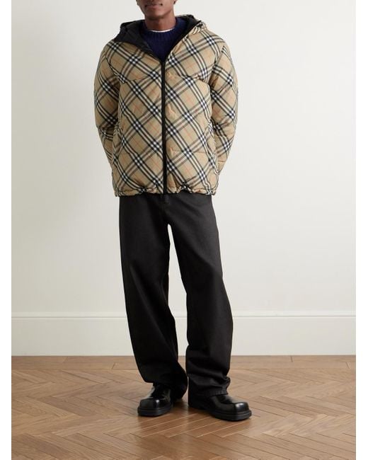 Burberry Natural Reversible Checked Quilted Shell Hooded Down Jacket for men