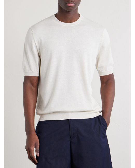 Slowear White Cotton And Silk-Blend T-Shirt for men