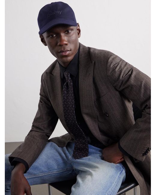 Brioni Blue Logo-Embroidered Cashmere-Blend Baseball Cap for men
