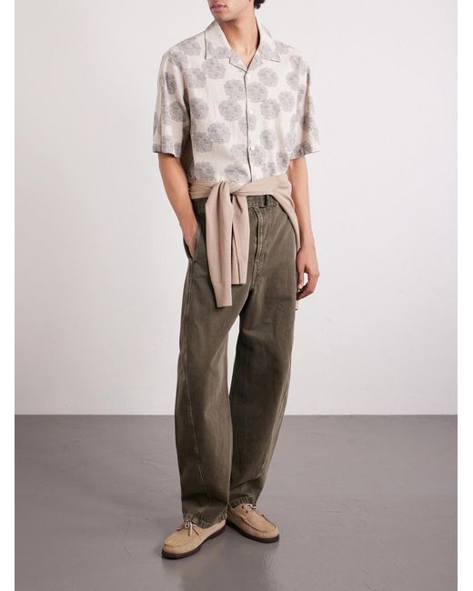 NN07 Natural Ole 5396 Camp-Collar Printed Linen And Cotton-Blend Shirt for men