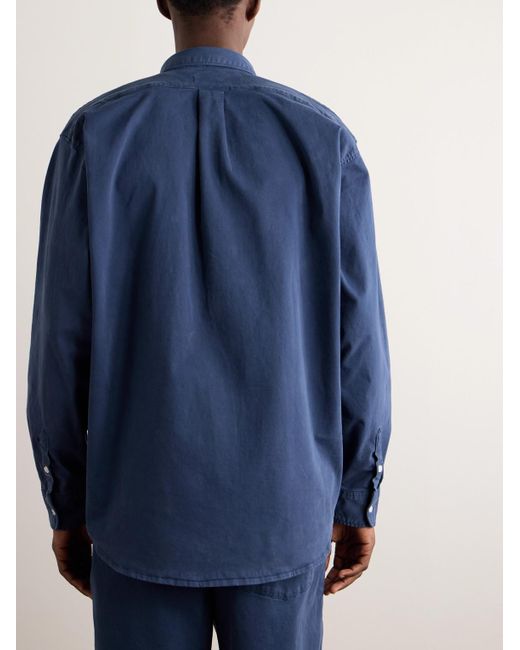 Frankie Shop Blue Sinclair Button-down Collar Cotton-blend Twill Shirt for men