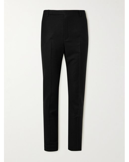 Saint Laurent Black Slim-fit Wool-flannel Trousers for men