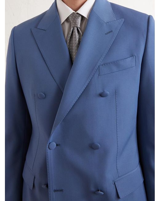 Dolce & Gabbana Blue Double-breasted Wool Blazer for men