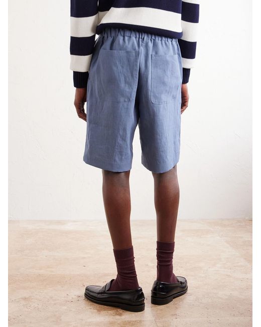 Paul Smith Blue Straight-Leg Linen Shorts for men