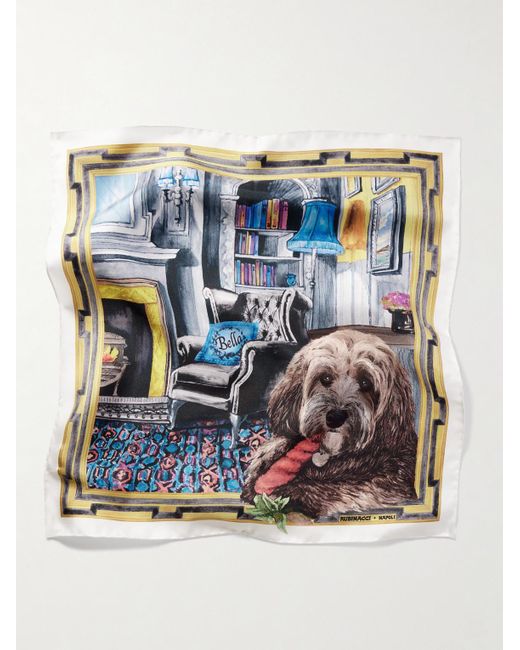 Rubinacci Bella Printed Silktwill Pocket Square in White for Men Lyst UK