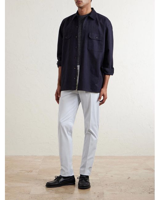 Slowear White Tapered Stretch-cotton Trousers for men