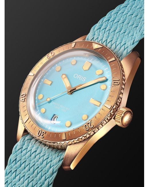 Oris Black Divers Sixty-Five Automatic 38Mm Bronze And Recycled-Perlon Watch, Ref. No. 01 733 7771 3155-07 3 19 02Br for men