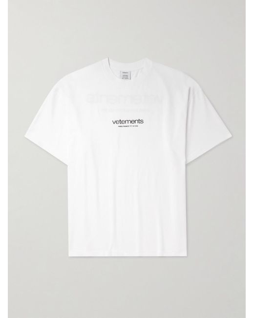 Vetements T-Shirt aus Baumwoll-Jersey mit Logoapplikation in White für Herren