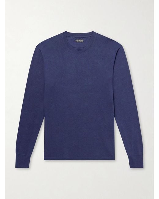 Tom Ford Blue Lyocell And Cotton-blend Jersey T-shirt for men