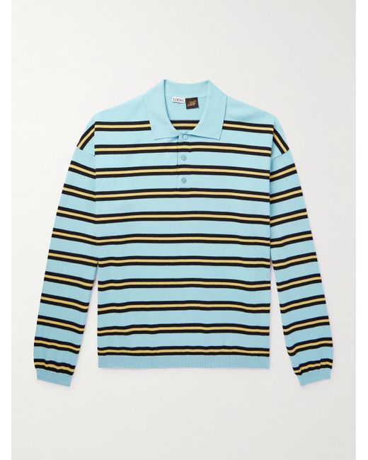 Loewe Blue Paula's Ibiza Striped Cotton Polo Shirt for men
