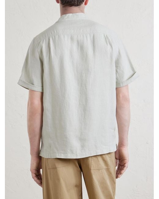 Mr P. White Convertible-Collar Garment-Dyed Linen Shirt for men