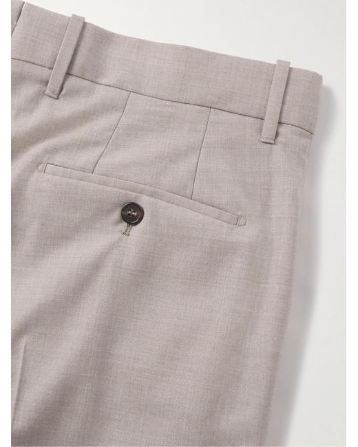 Incotex Gray Venezia 1951 Tapered Pleated Virgin Wool Trousers for men