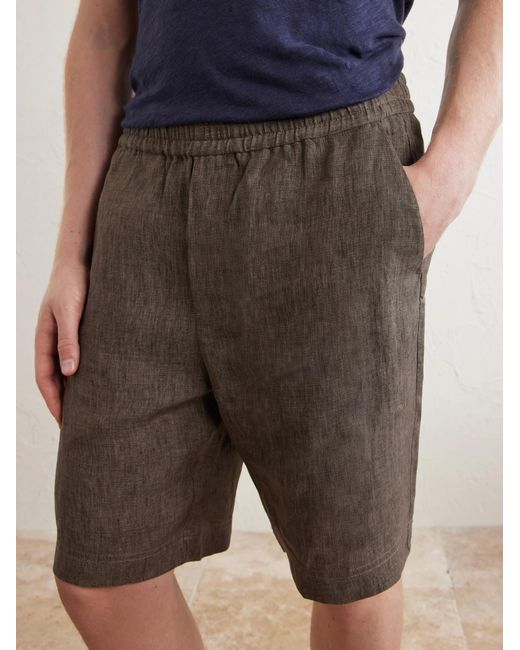 Sunspel Gray Straight-Leg Linen Shorts for men