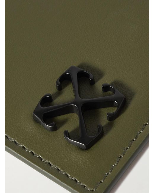 Off-White c/o Virgil Abloh Green Jitney Logo-embellished Leather Cardholder for men
