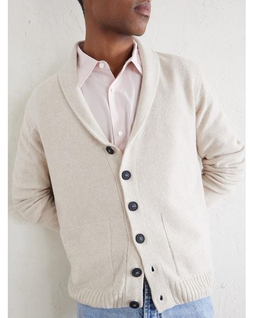 John Smedley White Rockford Shawl-Collar Recycled-Cashmere And Merino Wool-Blend Cardigan for men