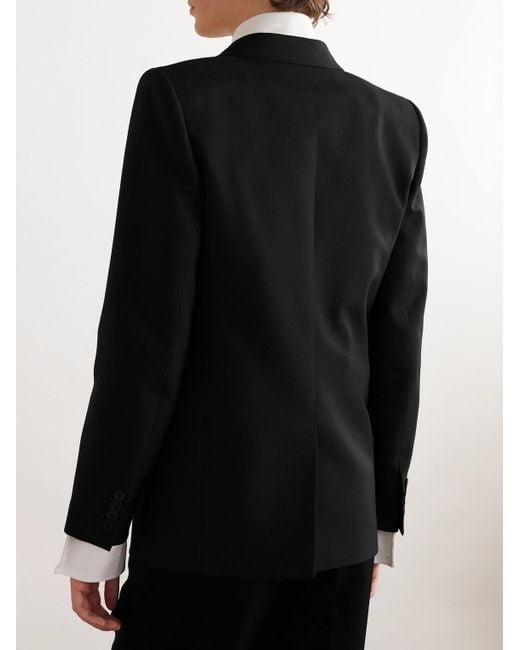 Saint Laurent Black Double-Breasted Wool-Gabardine Blazer for men