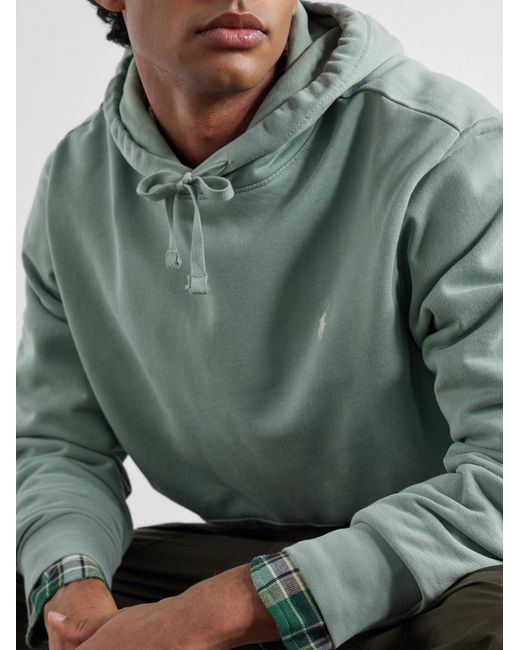 Polo Ralph Lauren Green Logo-Embroidered Cotton-Jersey Hoodie for men