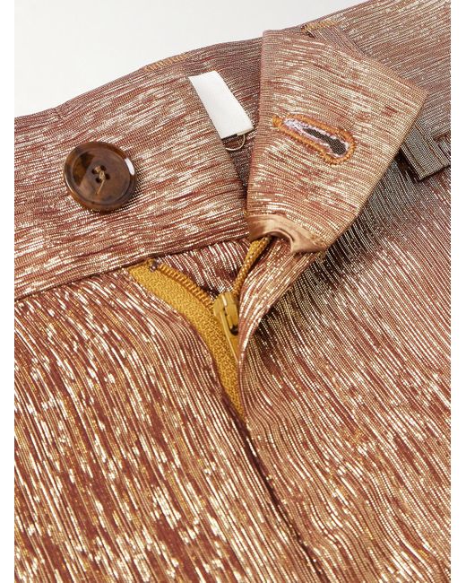Séfr Duri gerade geschnittene Hose aus einer Metallic-Seidenmischung in Natural für Herren