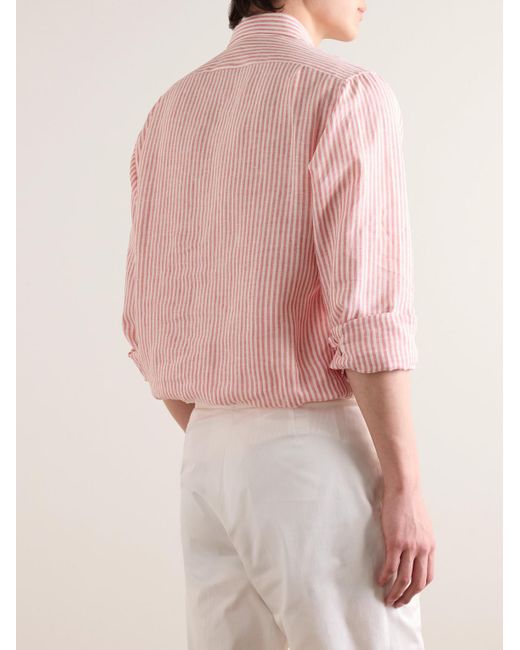 Richard James Pink Striped Linen Shirt for men