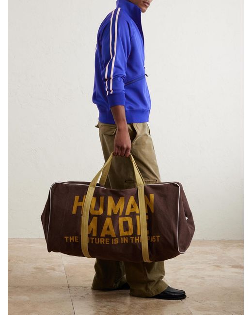 Human Made Boston Logo-print Cotton-canvas Weekend Bag in Brown
