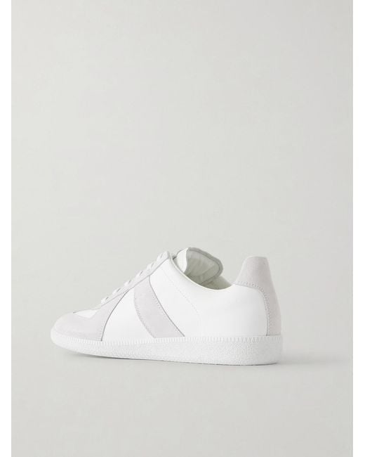 Maison Margiela White Replica Leather And Suede Sneakers for men