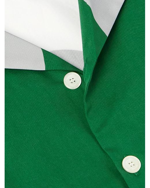 Valentino Garavani Green Camp-collar Floral-print Cotton-poplin Shirt for men