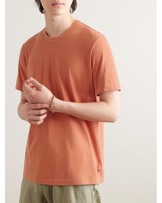 T-shirt in jersey di cotone pettinato di James Perse in Orange da Uomo