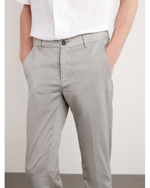 Eleventy Gray Straight-leg Pleated Stretch Cotton And Silk-blend Trousers for men