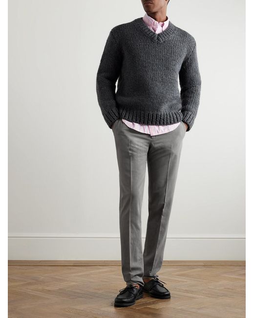 Slowear Gray Venezia 1951 Slim-fit Straight-leg Cotton And Linen-blend Trousers for men