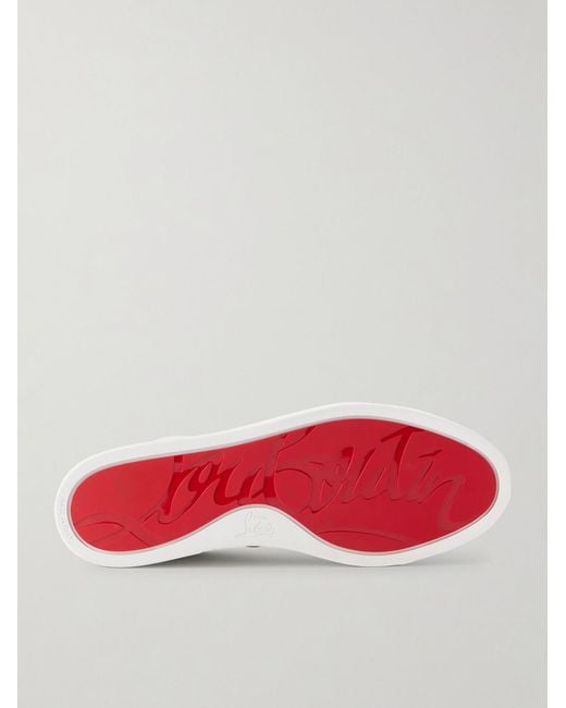 Christian Louboutin Natural Chambelisneak Embellished Perforated Leather Sneakers for men