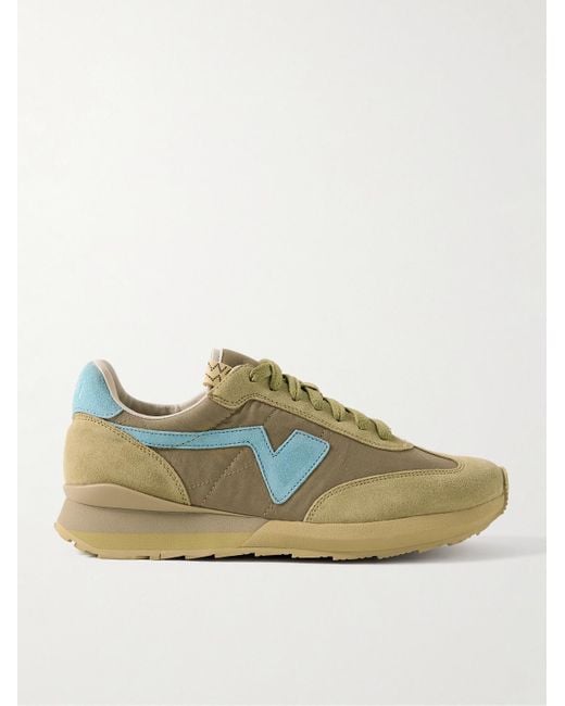 Visvim Green Fkt Runner Suede-Trimmed Canvas Sneakers for men