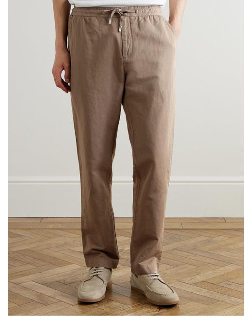 Mr P. Natural James Straight-leg Cotton And Linen-blend Twill Drawstring Trousers for men