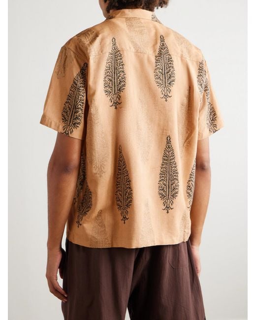 Kartik Research Natural Camp-collar Printed Silk Shirt for men