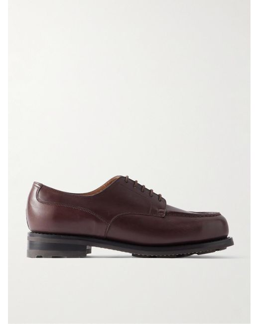 J.M. Weston Brown Golf Leather Derby Shoes for men
