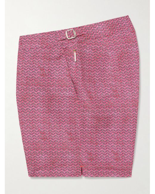 Orlebar Brown Pink Bulldog Riptide Straight-Leg Mid-Length Printed Recycled Swim Shorts for men