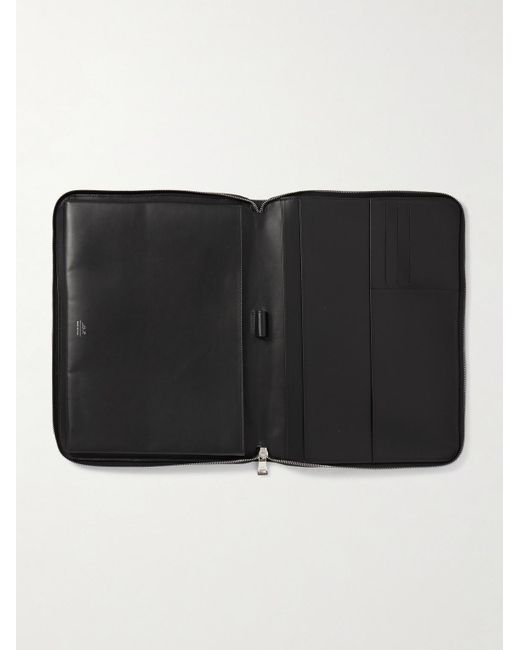 Mr P. Black Full-Grain Leather Pouch for men