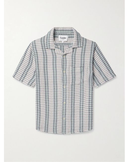 Corridor NYC Natural Riverside Camp-collar Striped Cotton-jacquard Shirt for men