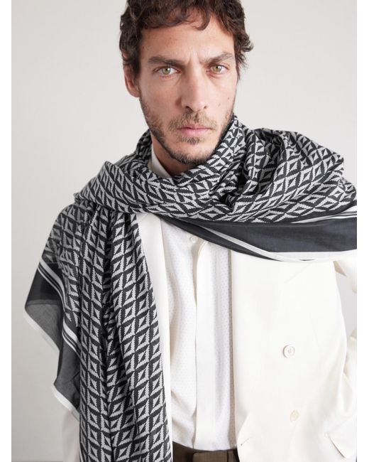 Tom Ford Black Printed Cotton Scarf for men