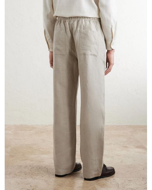 Saman Amel White Straight-Leg Linen Trousers for men