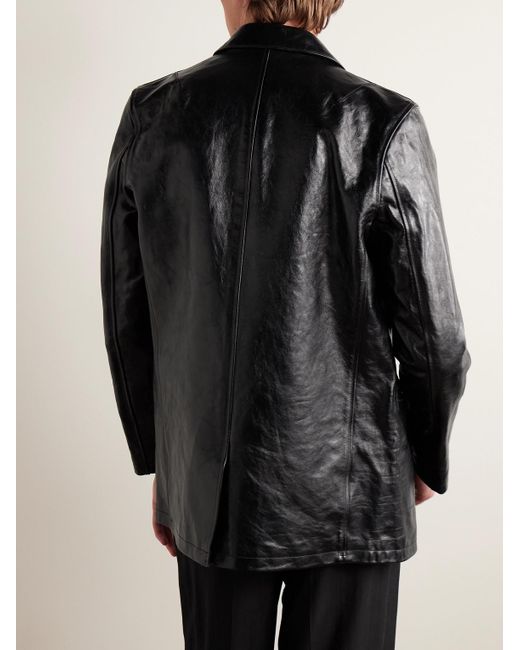 Our Legacy Black Opening Slim-fit Crinkled-leather Blazer for men