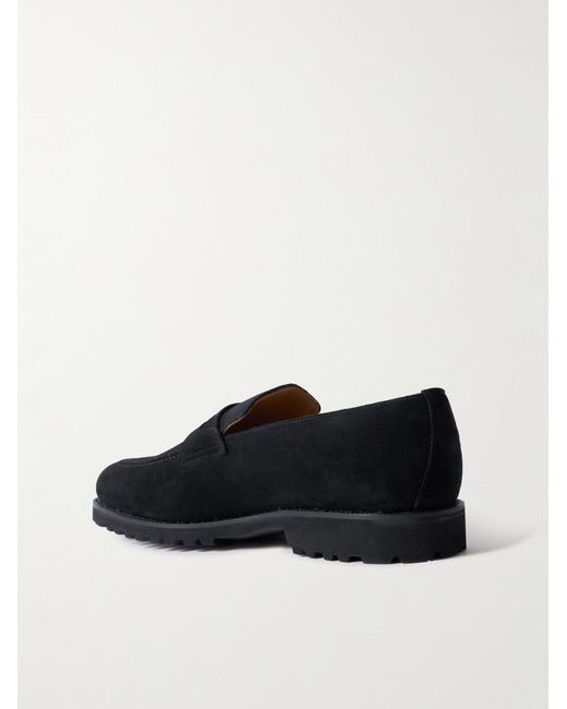 Majordome Black M08 Suede Penny Loafers for men