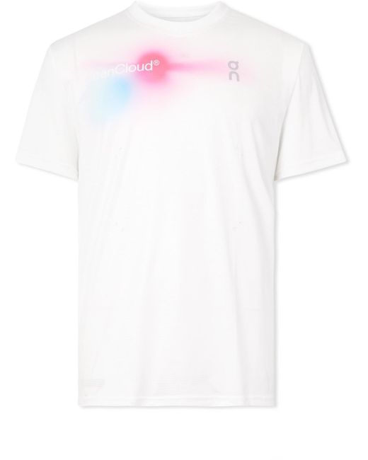 On Shoes White Pace-t Printed Cleancloud® Mesh T-shirt for men